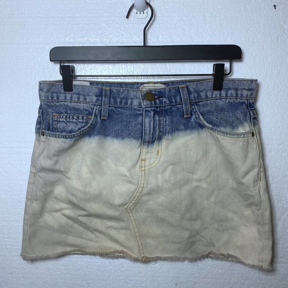 Current Elliot Womens Size 27 The Cut Off Mini Denim Skirt Ombre Bleach Dye